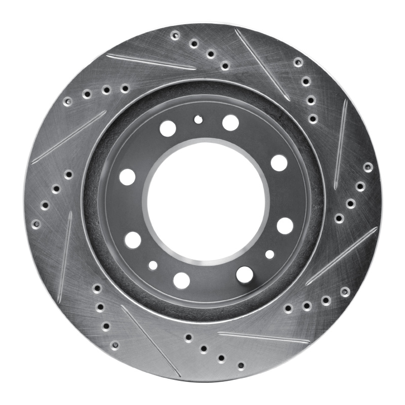 Cadillac DTS Brake Rotor (1) - Front Left - R1 Concepts - Drilled & Slotted - Silver - `06-`11